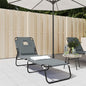Folding sun lounger powder-coated steel Oxford fabric grey