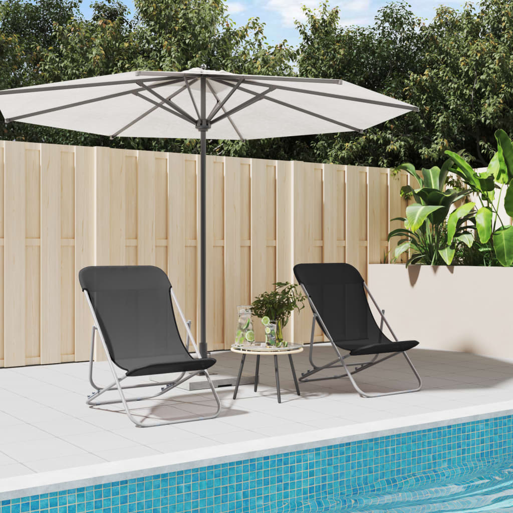 Silla de playa plegable 2 uds acero recubierto textilene crema