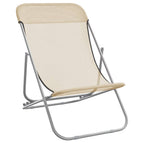 Silla de playa plegable 2 uds acero recubierto textilene crema