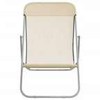 Silla de playa plegable 2 uds acero recubierto textilene crema