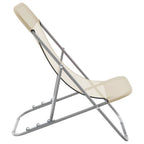 Silla de playa plegable 2 uds acero recubierto textilene crema