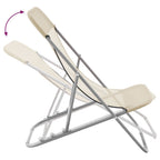 Silla de playa plegable 2 uds acero recubierto textilene crema