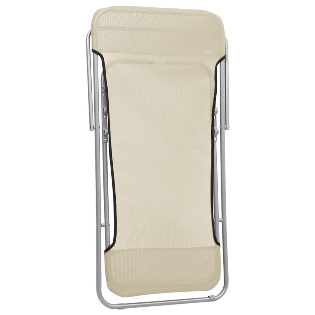 Silla de playa plegable 2 uds acero recubierto textilene crema