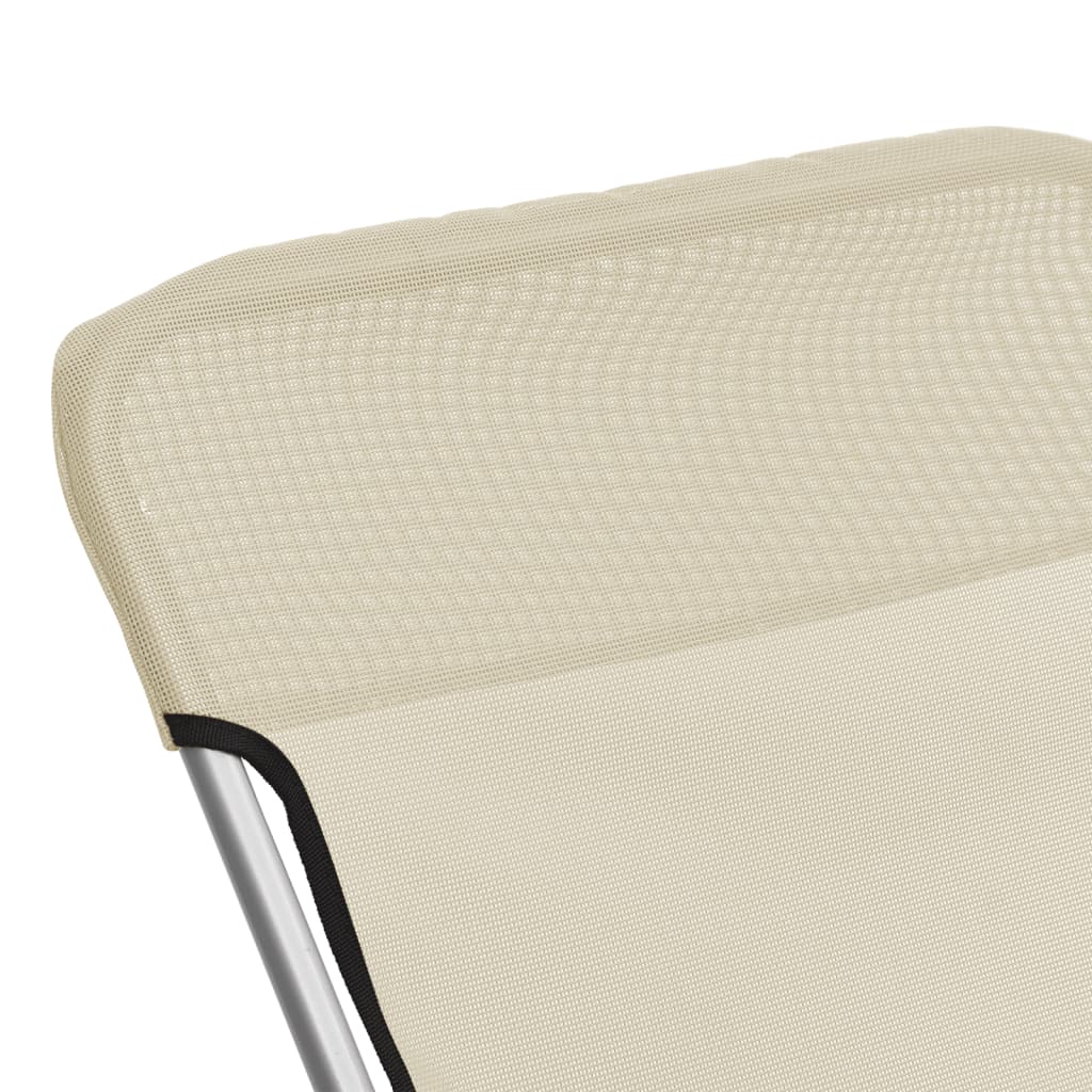 Silla de playa plegable 2 uds acero recubierto textilene crema