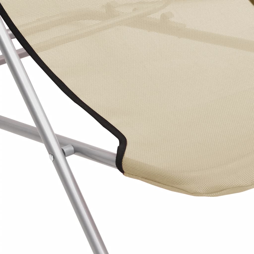 Silla de playa plegable 2 uds acero recubierto textilene crema
