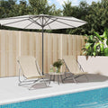 Silla de playa plegable 2 uds acero recubierto textilene crema