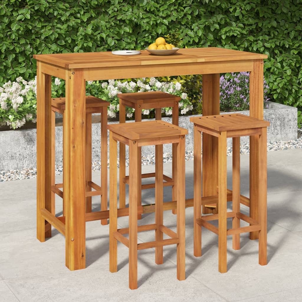 Mesa y sillas de bar para jardín 3 pzas madera maciza de acacia