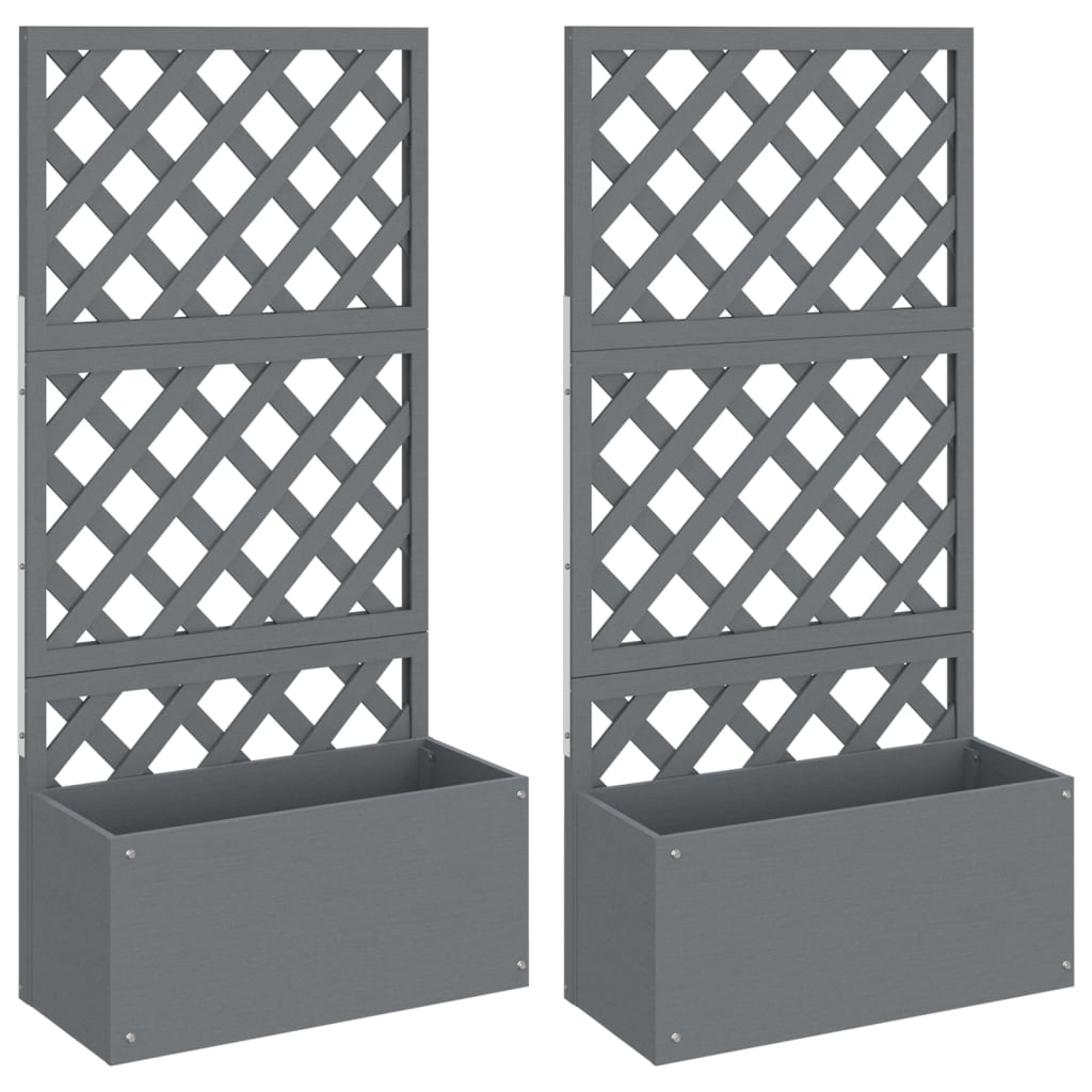 Jardineras con enrejado 2 unidades WPC gris 65x33x135 cm