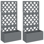 Jardineras con enrejado 2 unidades WPC gris 65x33x135 cm