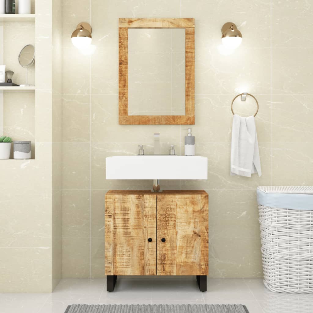 Espejo de vidrio y madera maciza de mango 70x50 cm