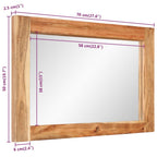 Espejo de vidrio y madera maciza de acacia 70x50 cm
