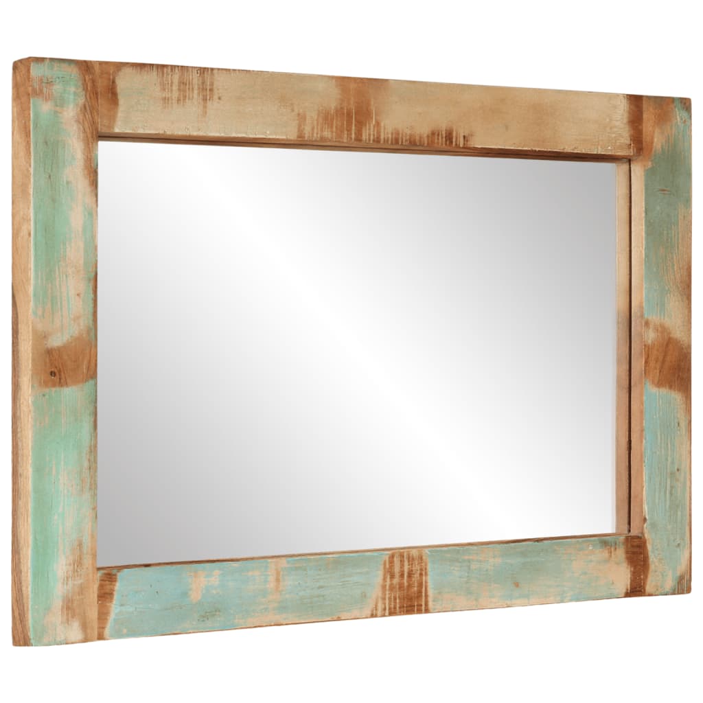 Espejo de vidrio y madera maciza reciclada 70x50 cm