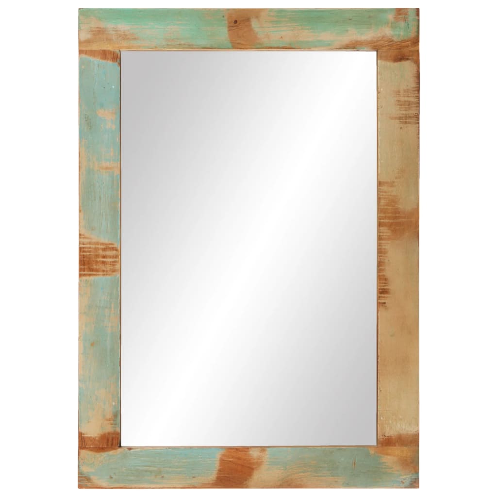 Espejo de vidrio y madera maciza reciclada 70x50 cm