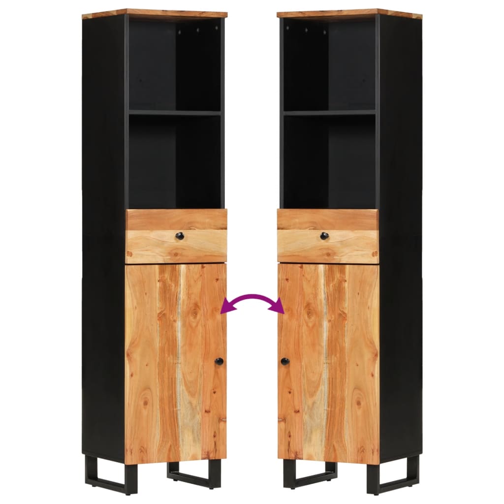 Mueble de baño madera maciza de acacia 38x33x160 cm