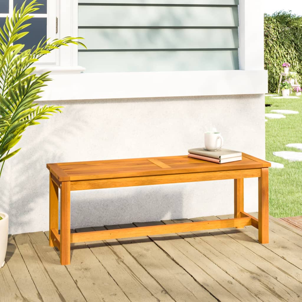 Solid acacia wood garden bench 110x35x45 cm