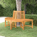 Teak solid wood semicircular tree bench Ø201 cm