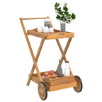Carrito camarera madera maciza de acacia 54x87x90 cm