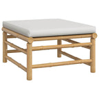 Set de muebles de jardín 3 piezas bambú y cojines gris claro