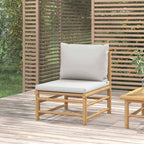 Sillas de jardín 2 uds bambú con cojines blanco crema