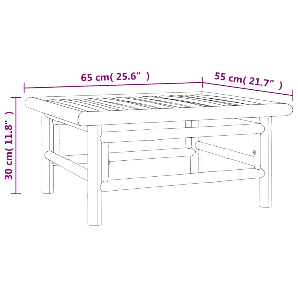 Set de muebles de jardín 3 piezas bambú y cojines gris taupe