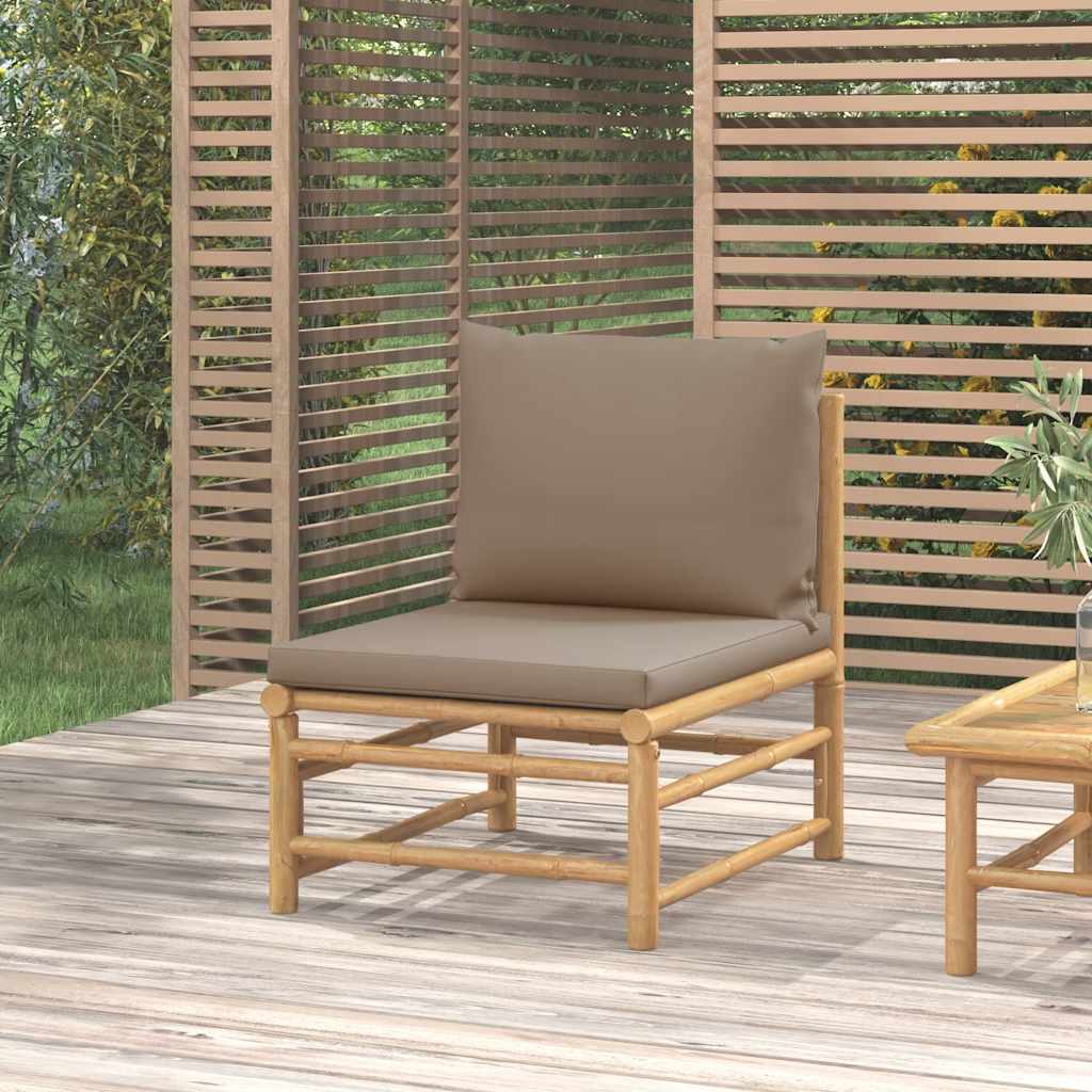 Sillas de jardín 2 uds bambú con cojines blanco crema