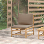 Sillas de jardín 2 uds bambú con cojines blanco crema