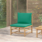 Sillas de jardín 2 uds bambú con cojines blanco crema