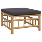 Set de muebles de jardín 3 piezas bambú con cojines gris oscuro