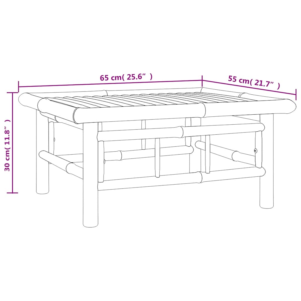 Set de muebles de jardín 3 piezas bambú con cojines gris oscuro