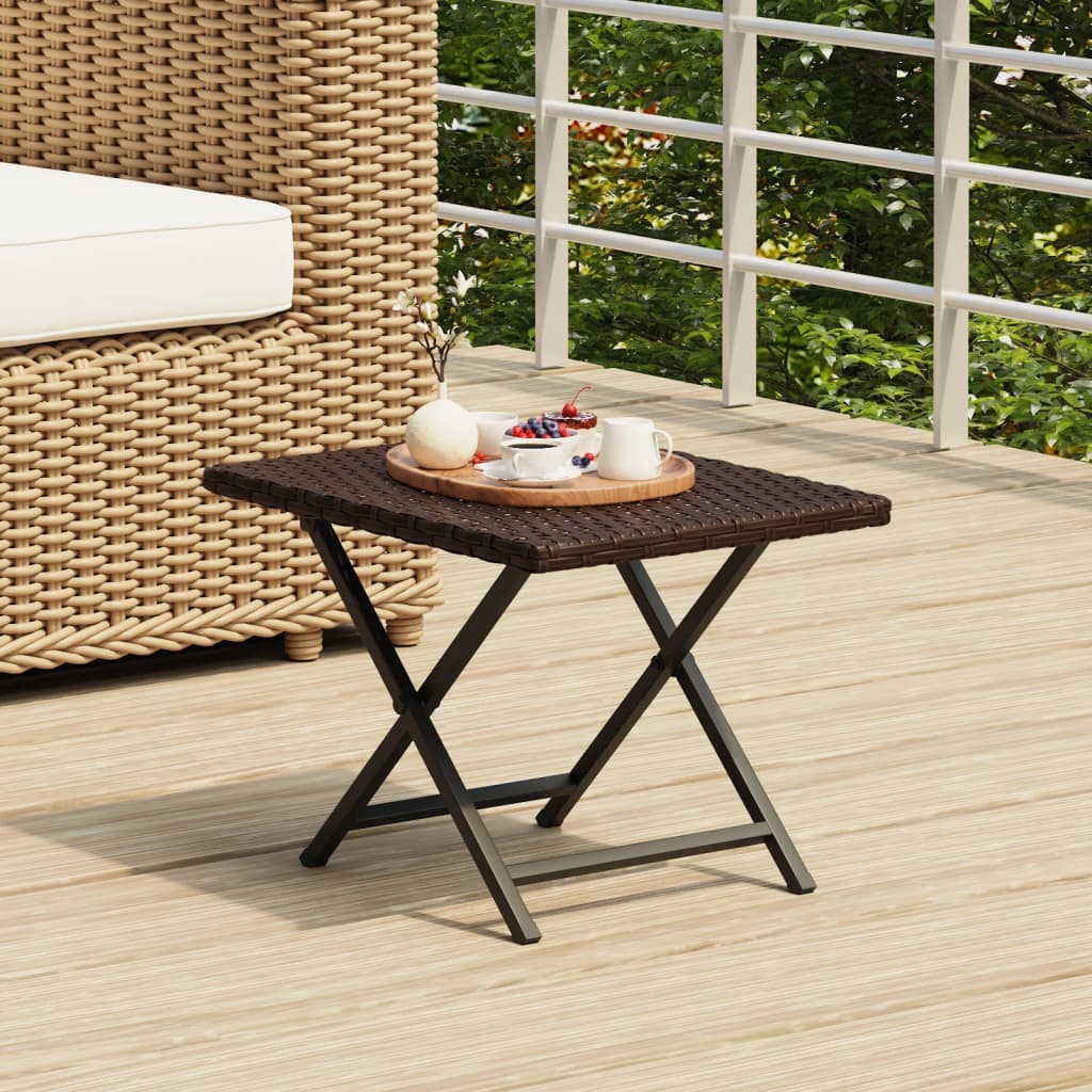 Mesa dobrável de vime sintético cinzento 45x35x32 cm