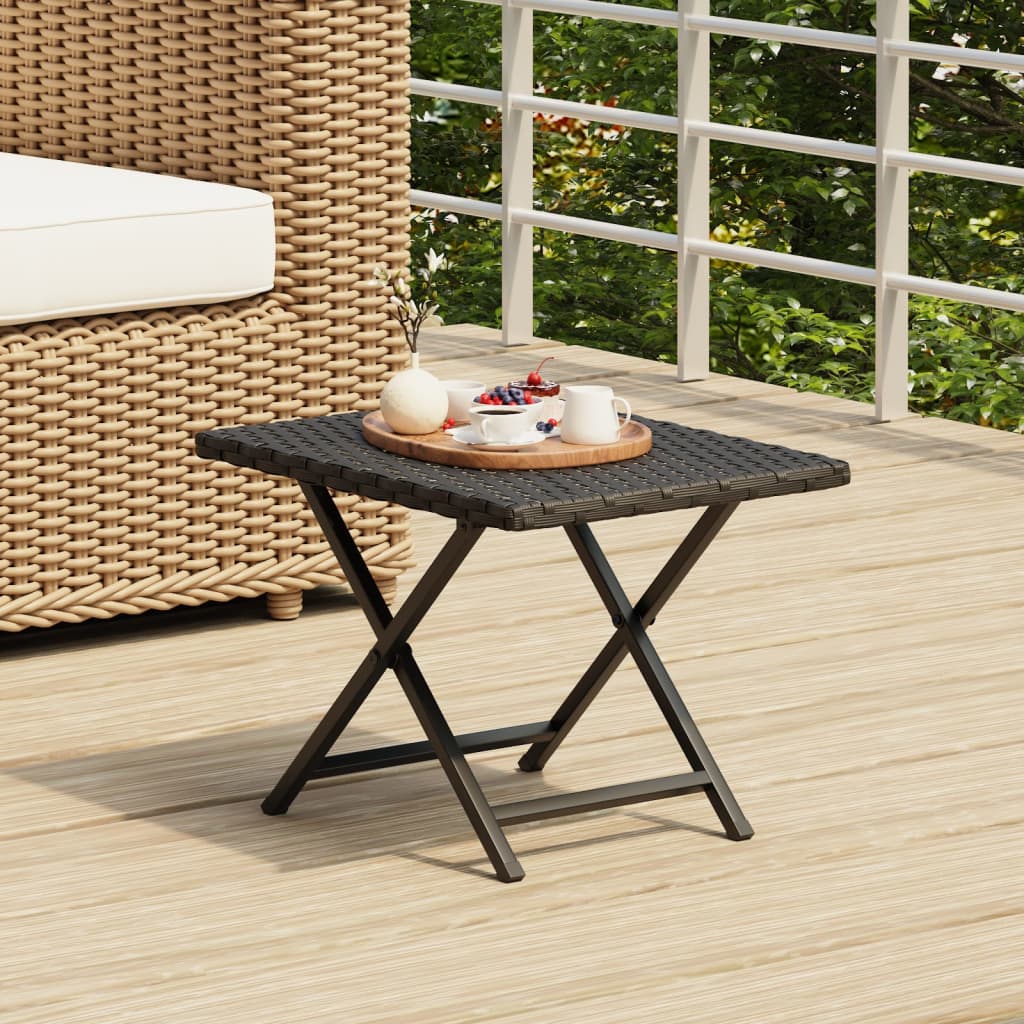 Mesa dobrável de vime sintético cinzento 45x35x32 cm