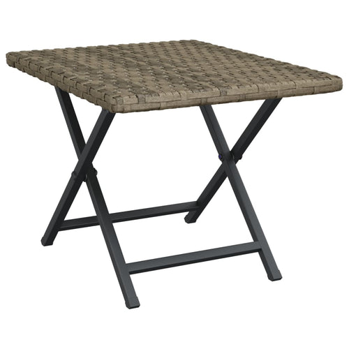 Foldable gray synthetic rattan table 45x35x32 cm