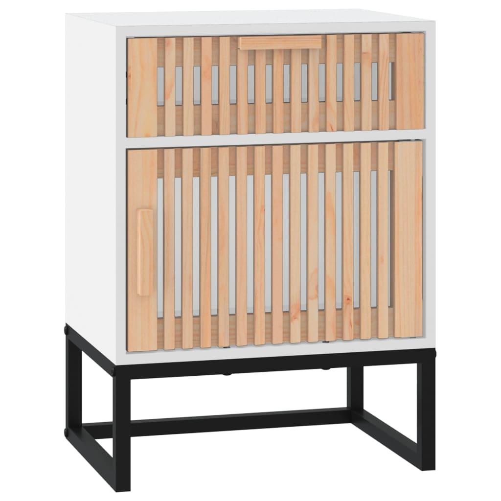 Mesitas de noche 2 uds hierro y madera blanco 40x30x55,5 cm
