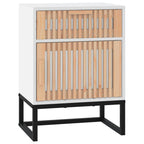 Mesitas de noche 2 uds hierro y madera blanco 40x30x55,5 cm