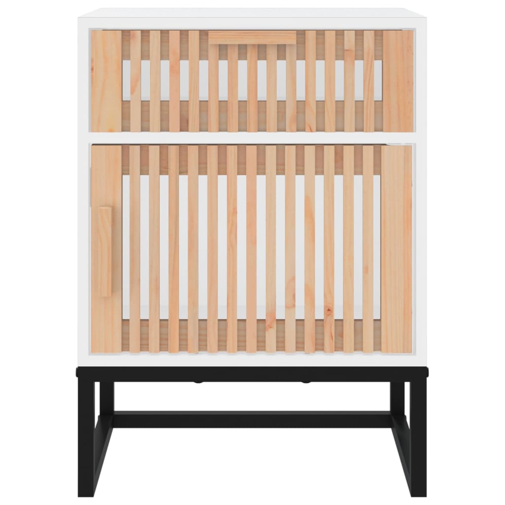 Mesitas de noche 2 uds hierro y madera blanco 40x30x55,5 cm