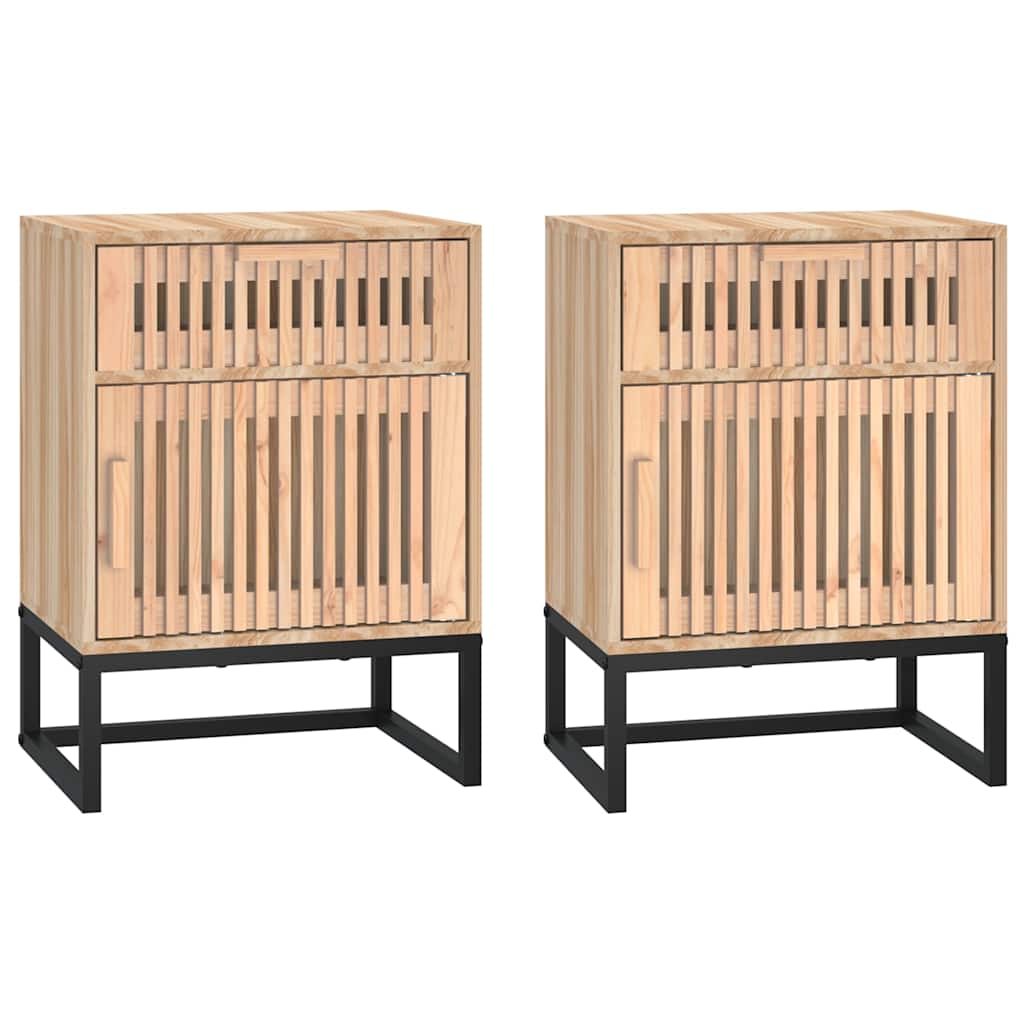 Mesitas noche 2 uds hierro y madera contrachapada 40x30x55,5 cm