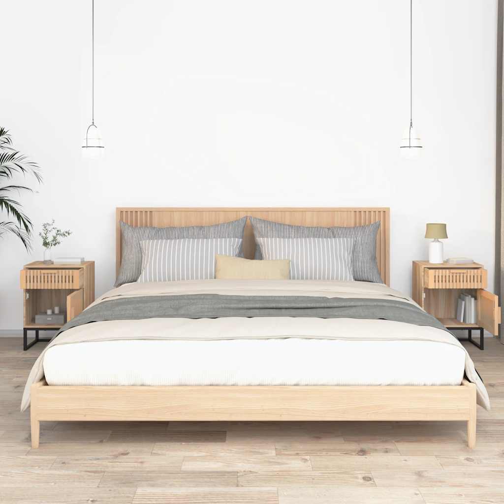 Mesitas noche 2 uds hierro y madera contrachapada 40x30x55,5 cm