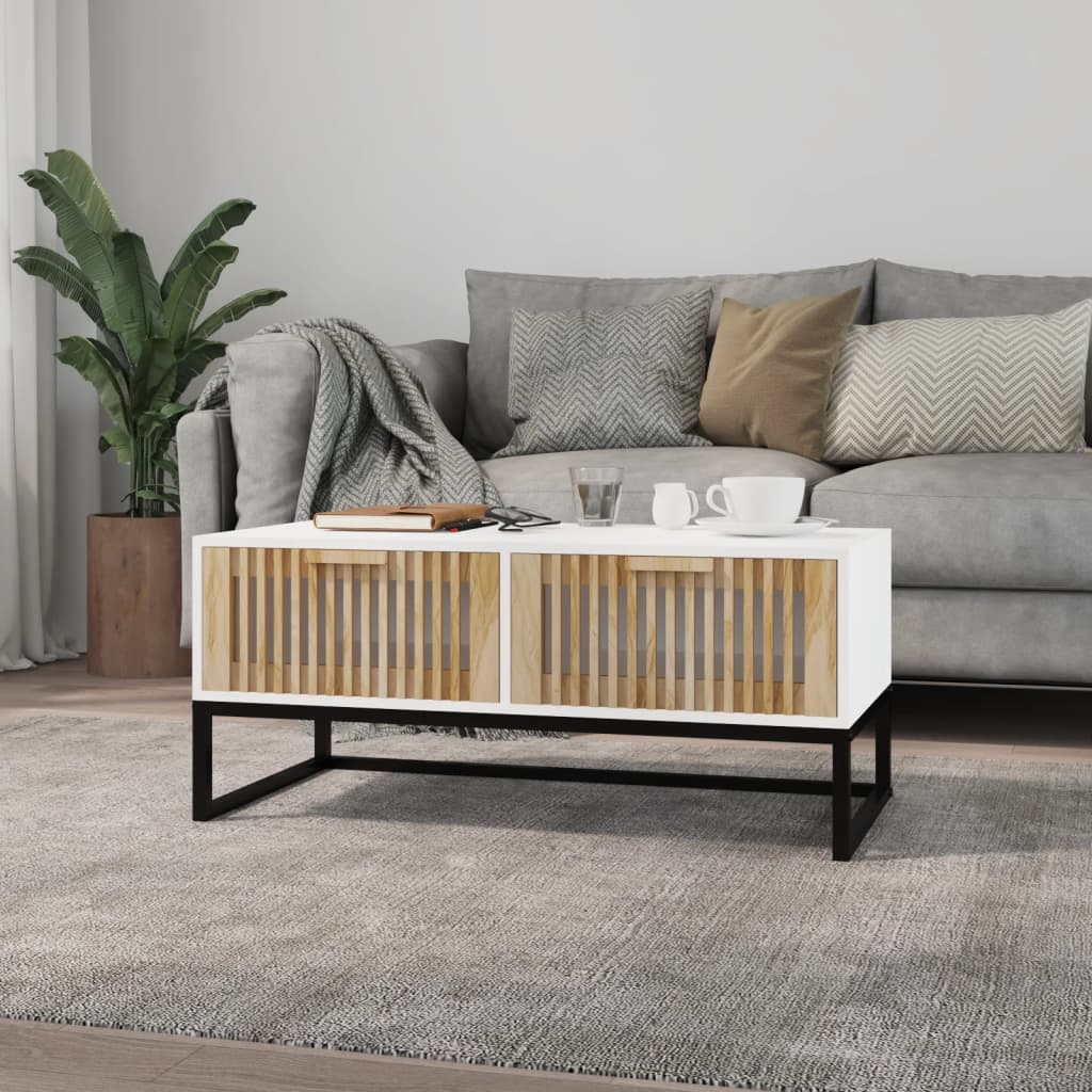 Mesa de centro hierro y madera contrachapada 80x40x35 cm