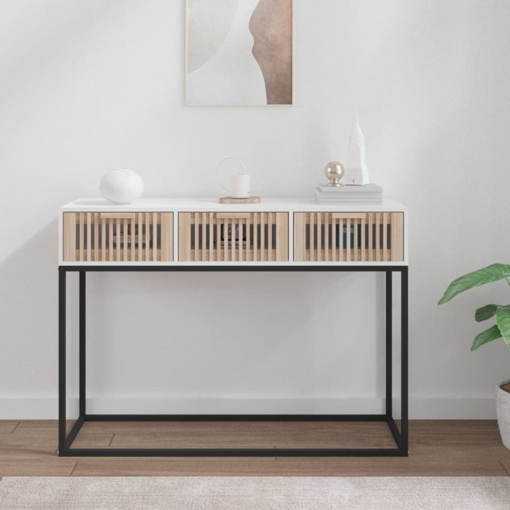 Mesa consola hierro y madera contrachapada 105x30x75 cm