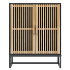 Aparador de madera contrachapada negro 60x30x75 cm
