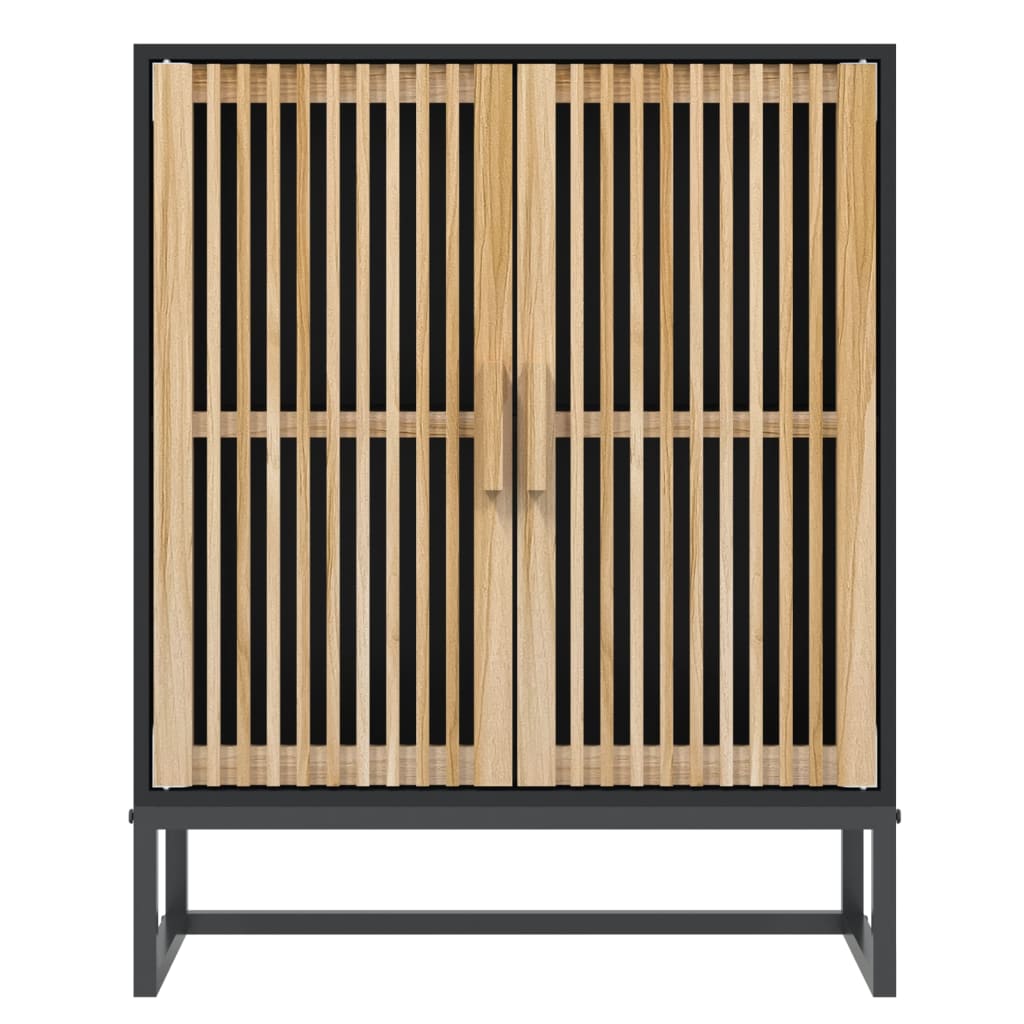 Aparador de madera contrachapada negro 60x30x75 cm