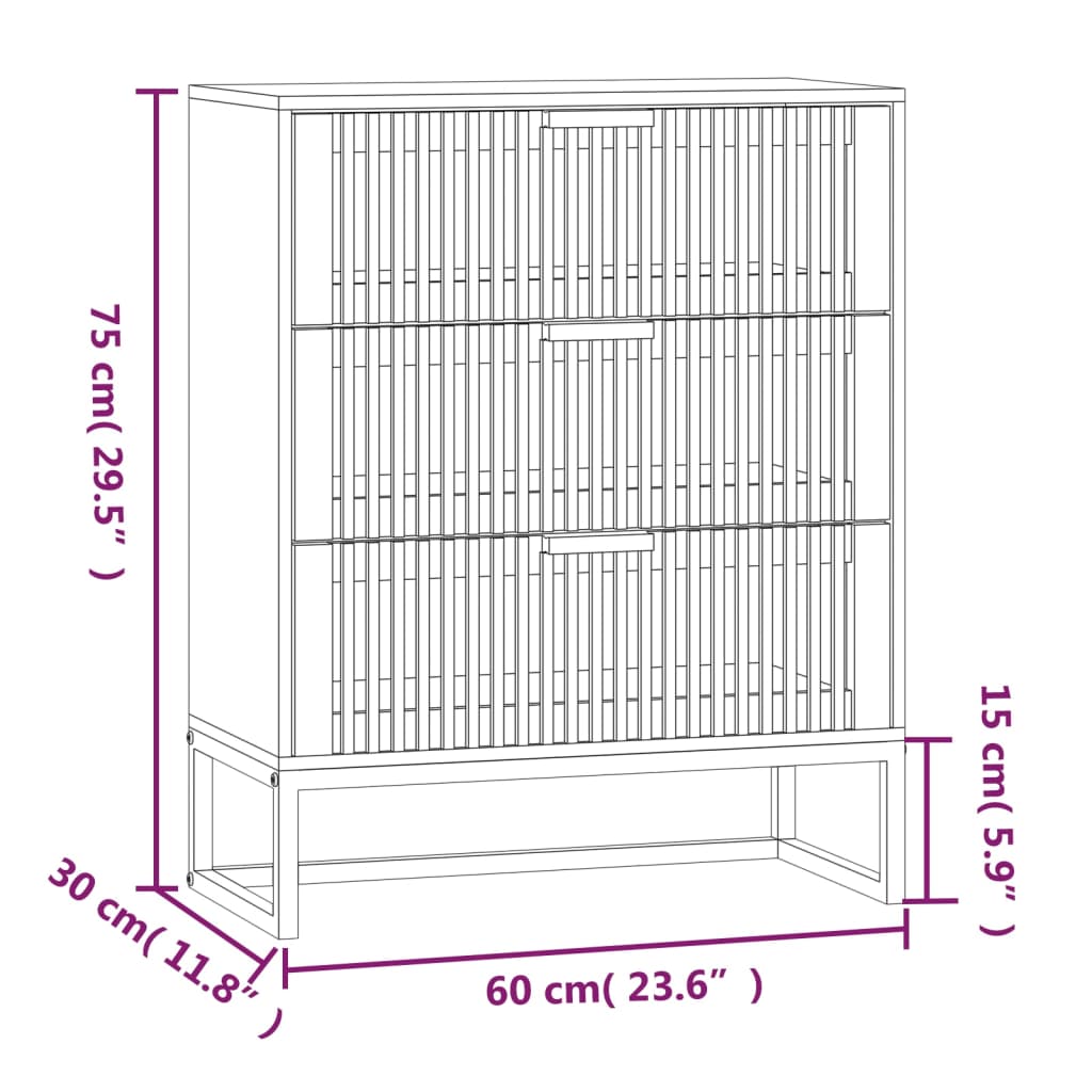 Aparador de madera contrachapada blanco 60x30x75 cm