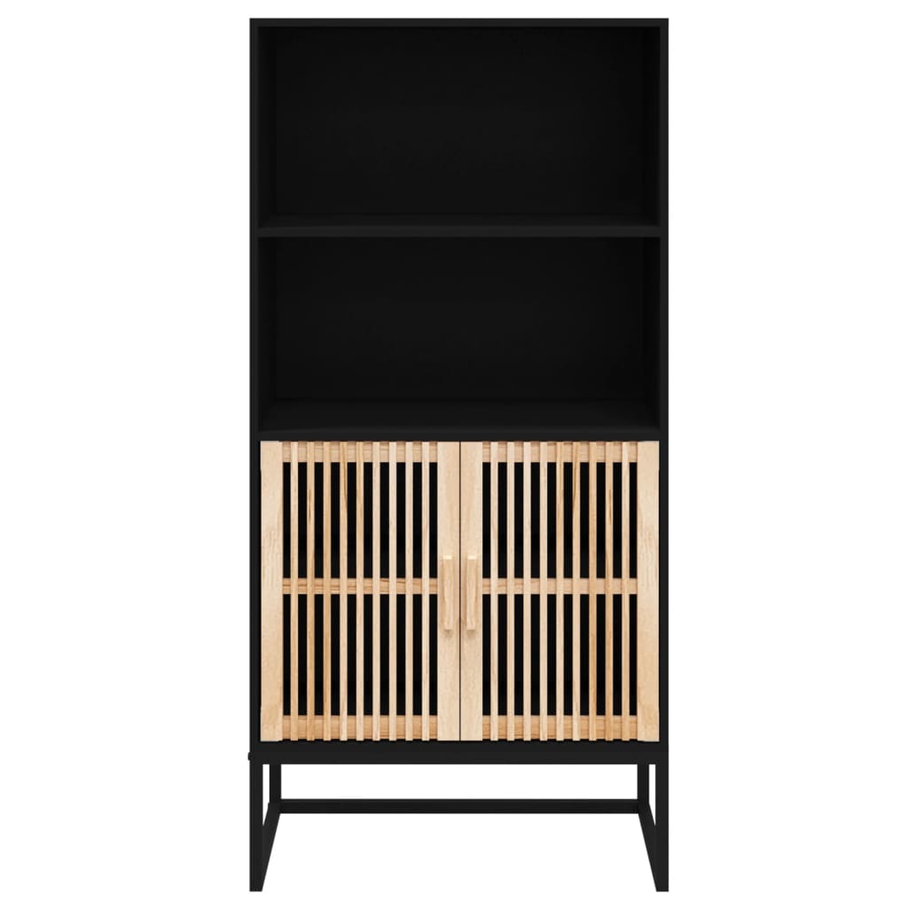 Aparador alto madera contrachapada negro 60x35x125 cm