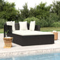 Sun lounger with cushions synthetic rattan grey 182x118x63 cm