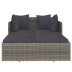 Tumbona con cojines ratán sintético gris 182x118x63 cm