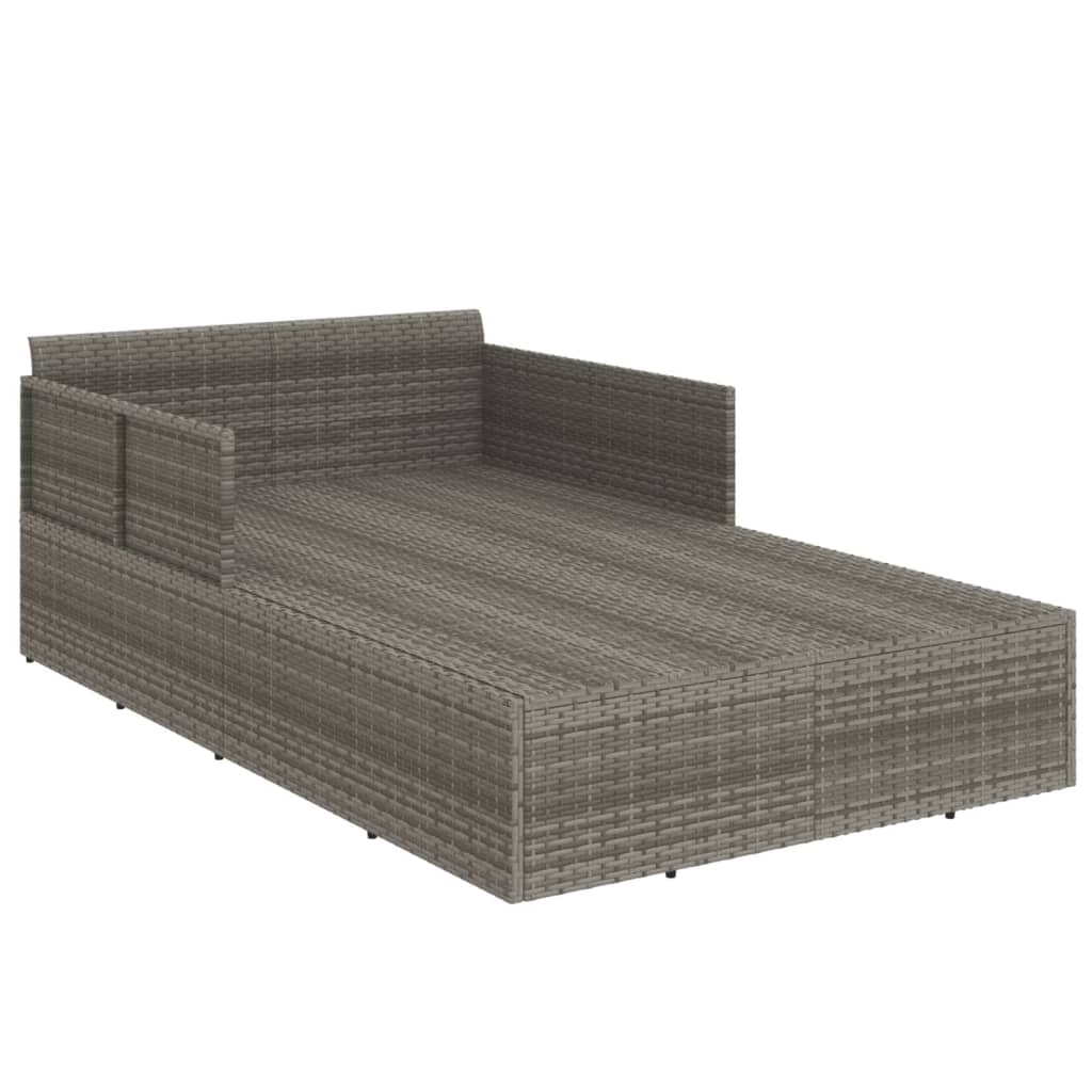 Tumbona con cojines ratán sintético gris 182x118x63 cm