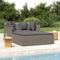 Sun lounger with cushions synthetic rattan grey 182x118x63 cm