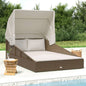 Tumbona con toldo plegable ratán sintético gris 200x114x128 cm