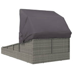 Tumbona con toldo plegable ratán sintético gris 200x114x128 cm