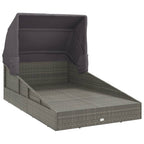 Tumbona con toldo plegable ratán sintético gris 200x114x128 cm